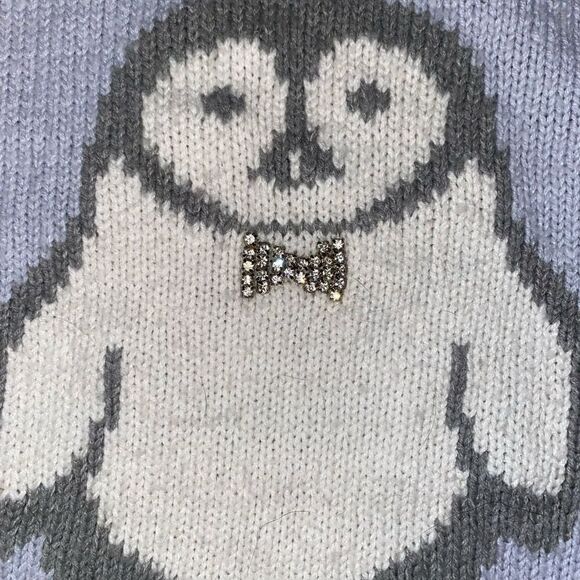 LC Lauren Conrad Blue Penguin Knit Sweater Women's Size Small - Picture 3 of 6